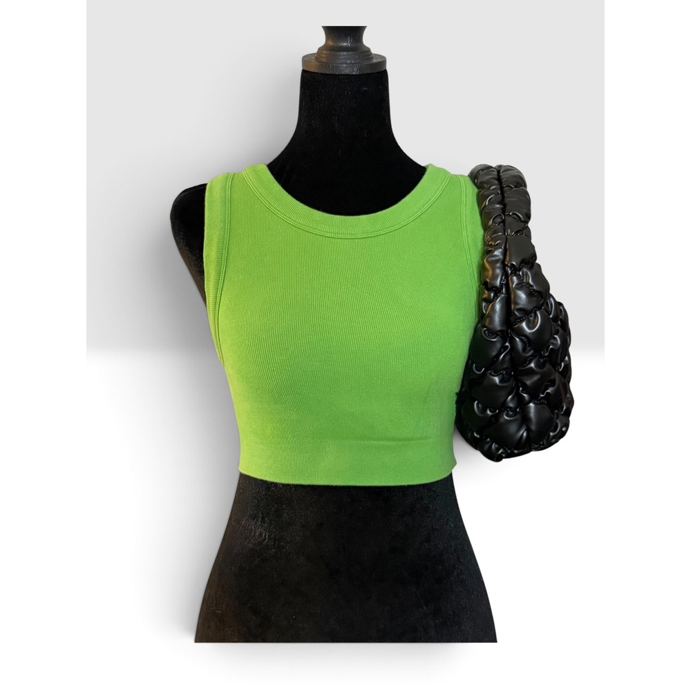 OFFLINE by Aerie Seamless Ribbed Crop Tank Top Lime Green Women Medium